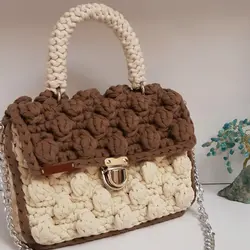 کیف دستی تریکو مدل فندقی | کد 76 - فروشگاه اینترنتی سنبل کالا