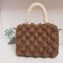 کیف دستی تریکو مدل فندقی | کد 76 - فروشگاه اینترنتی سنبل کالا