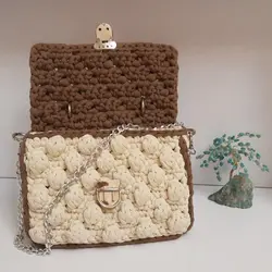 کیف دستی تریکو مدل فندقی | کد 76 - فروشگاه اینترنتی سنبل کالا