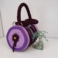 کیف دستی گرد تریکو مدل بنفشه | کد 77 - فروشگاه اینترنتی سنبل کالا