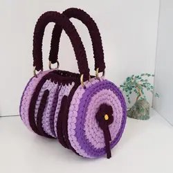 کیف دستی گرد تریکو مدل بنفشه | کد 77 - فروشگاه اینترنتی سنبل کالا