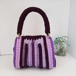 کیف دستی گرد تریکو مدل بنفشه | کد 77 - فروشگاه اینترنتی سنبل کالا