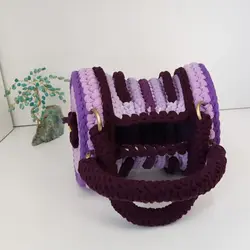 کیف دستی گرد تریکو مدل بنفشه | کد 77 - فروشگاه اینترنتی سنبل کالا