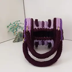 کیف دستی گرد تریکو مدل بنفشه | کد 77 - فروشگاه اینترنتی سنبل کالا