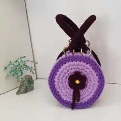 کیف دستی گرد تریکو مدل بنفشه | کد 77 - فروشگاه اینترنتی سنبل کالا