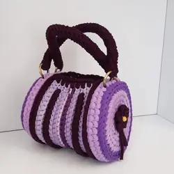 کیف دستی گرد تریکو مدل بنفشه | کد 77 - فروشگاه اینترنتی سنبل کالا