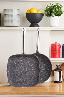 ست ماهیتابه وک و گریل بیوگرانیتی کاراجا Navy Stone