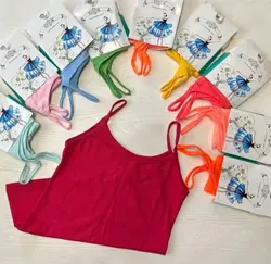 ۳ عدد تاپ نخی زنانه و دخترانه با تنوع رنگ غیر انتخابی فری سایز مناسب سایز ۳۸ تا ۴۲ فری سایز جنس ویسکوز مناسب باشگاه و روزمره با ارسال رایگان