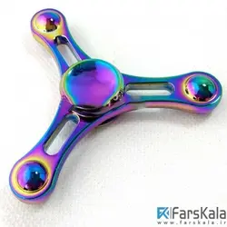 اسپینر فلزی سه پره ای شیاردار رنگین کمانی Fidget Spinner Metal Rainbow Groov
