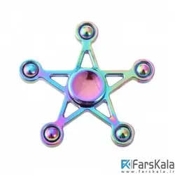 اسپینر 5 پره ای ستاره رنگین کمانی Fidget Spinner Metal Rainbow 5 Point Star