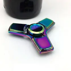اسپینر فلزی سه پره ای رنگین کمانی طرح ذوزنقه Fidget Spinner Metal Rainbow Trapezius