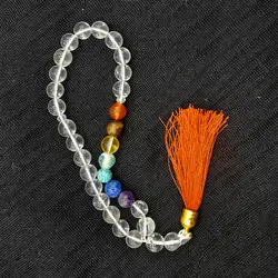 تسبیح کوارتز کریستال مدل هفت چاکرا سایز 8 میل کد 12