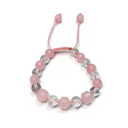 دستبند رز کوارتز و کریستال کوارتز کد 31