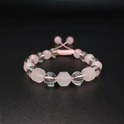 دستبند رز کوارتز و کریستال کوارتز کد 31