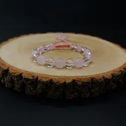 دستبند رز کوارتز و کریستال کوارتز کد 31