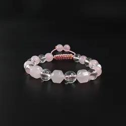 دستبند رز کوارتز و کریستال کوارتز کد 31