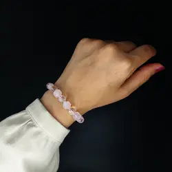 دستبند رز کوارتز و کریستال کوارتز کد 31