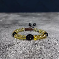 دستبند سنگ سیترین و عقیق سیاه کد 83