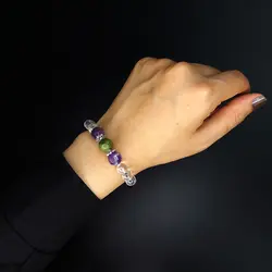 دستبند سنگ کریستال، آمیتیست و یشم کد 23