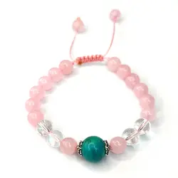 دستبند سنگ کوارتز و فیروزه کد 18