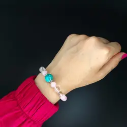 دستبند سنگ کوارتز و فیروزه کد 18