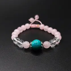 دستبند سنگ کوارتز و فیروزه کد 18