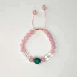 دستبند سنگ کوارتز و فیروزه کد 18