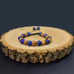 دستبند کویر و آسمان(لاجورد، چوب معطر صندل) کد 55