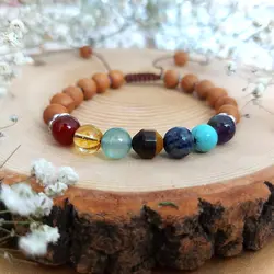 دستبند هفت چاکرا و چوب معطر صندل کد15