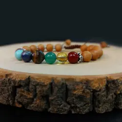 دستبند هفت چاکرا و چوب معطر صندل کد15