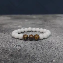 ست دستبند و گردنبند سنگ هفت چاکرا ، اونیکس و چشم ببر کد 41