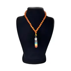 گردنبند رودراکشا و آویز سنگ هفت چاکرا مدل هندی کد 9