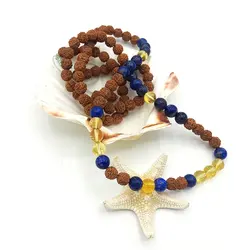 گردنبند رودراکشا و سنگ لاجورد و سیترین کد 26