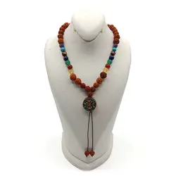 گردنبند سنگ هفت چاکرا ، رودراکشا با پلاک تبتی کد 20