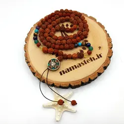 گردنبند سنگ هفت چاکرا ، رودراکشا با پلاک تبتی کد 20