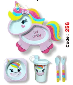 ظرف غذا خوری 5 تکه بامبو طرح اسب تک شاخ chicoo