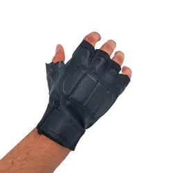 دستکش بدنسازی مدل نیم انگشت چرمی کد 1015
