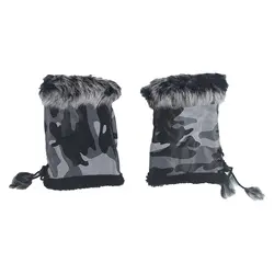 دستکش زنانه نیم انگشتی خز دار چریکی رنگ مشکی - فروشگاه اینترنتی استایل استور