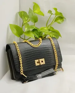 کیف مجلسی پوست ماری با بند زنجیری رنگ ثابت از تولید به مصرف