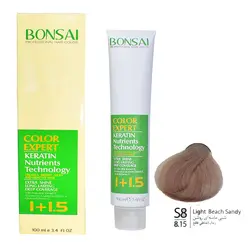 رنگ مو بنسای شماره S8 حجم 100 میلی لیتر رنگ شنی ماسه ای روشن