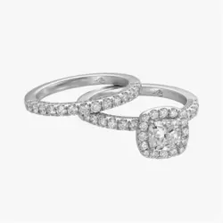 حلقه و پشت حلقه ای نگین دار طلا سفید کد 02
