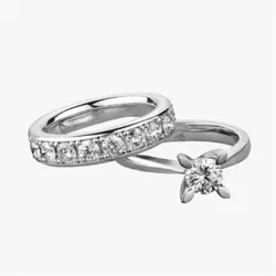 حلقه و پشت حلقه ای نگین دار طلا سفید کد 02