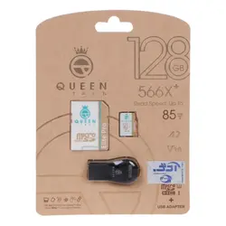 کارت حافظه microSDXC کوئین تک ظرفیت 128 گیگابایت به همراه آداپتور SD و کارت خوان - مای باتری فروشگاه باتری موبایل ، انواع باطری