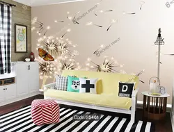 خرید و قیمت دیوار کوب چاپی طرح قاصدک و پروانه کد 5461 | دکوراسیون داخلی چاپی بوکه پرینت