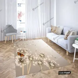 خرید و قیمت پرده زبرا چاپی طرح قاصدک و پروانه کد 5461 | دکوراسیون داخلی چاپی بوکه پرینت