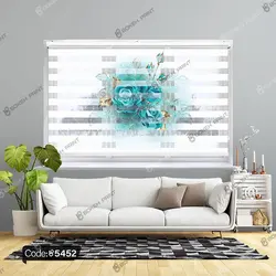 خرید و قیمت پرده زبرا چاپی طرح گل سه بعدی کد 5452 | دکوراسیون داخلی چاپی بوکه پرینت