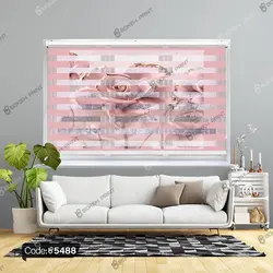 خرید و قیمت پرده زبرا چاپی طرح گل سه بعدی کد 5488 | دکوراسیون داخلی چاپی بوکه پرینت
