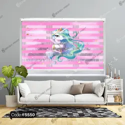 خرید و قیمت پرده زبرا چاپی طرح اسب تک شاخ کد 5550 | دکوراسیون داخلی چاپی بوکه پرینت