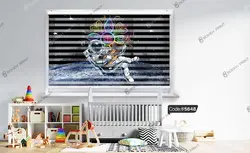 خرید و قیمت پرده زبرا چاپی طرح فضانورد کد 5648 | دکوراسیون داخلی چاپی بوکه پرینت