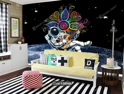 خرید و قیمت پرده زبرا چاپی طرح فضانورد کد 5648 | دکوراسیون داخلی چاپی بوکه پرینت